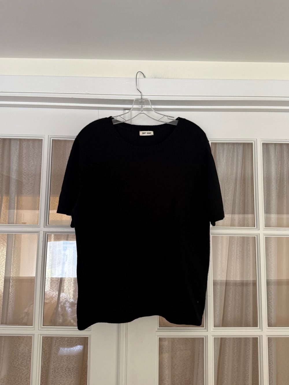 Soft Goat 100% Cashmere Short-Sleeve Crewneck Sweater Tee